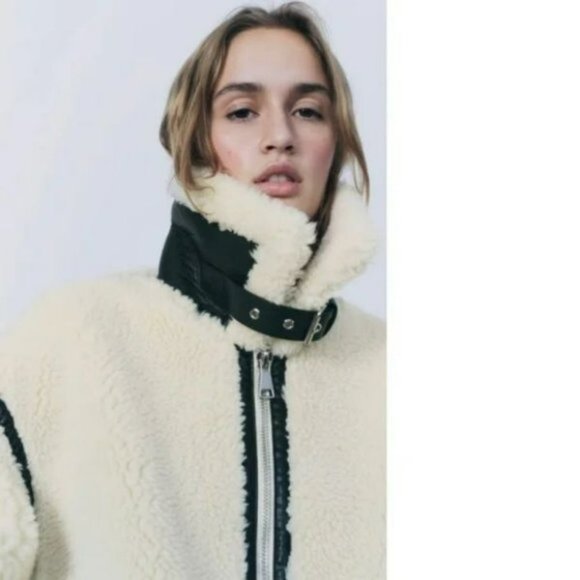 ZARA FAUX FUR BIKER JACKET - Picture 13 of 16